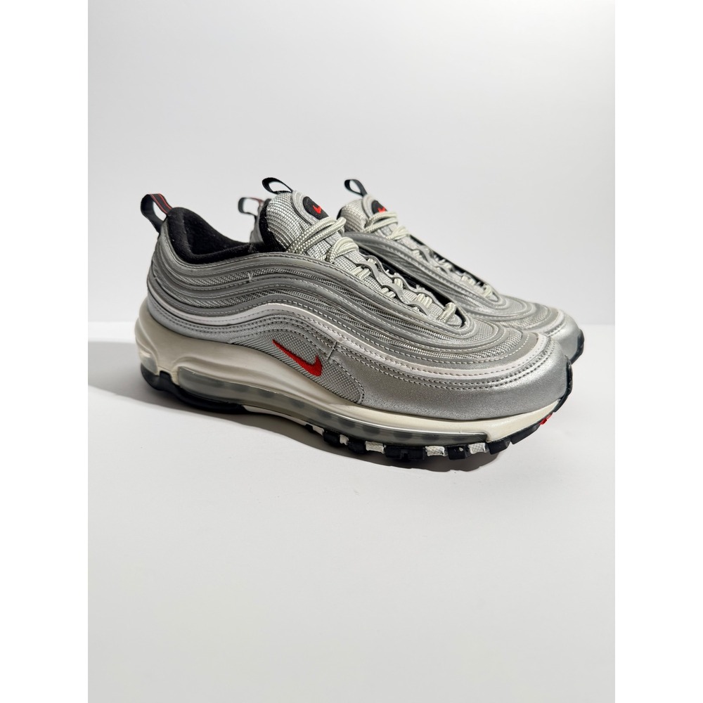 Nike Air Max 97 Silver Bullet Womens Size 7 Metallic Silver Red DQ9131-002 - Picture 4 of 7